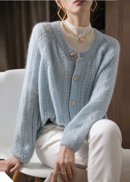 Sky Blue Oversized Chunky Knit Cardigan Spring Oo014