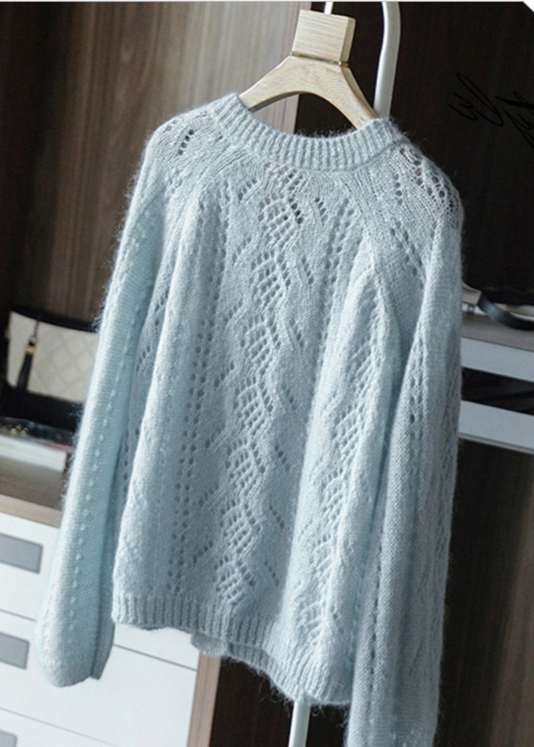 Sky Blue Oversized Chunky Knit Cardigan Spring Oo014
