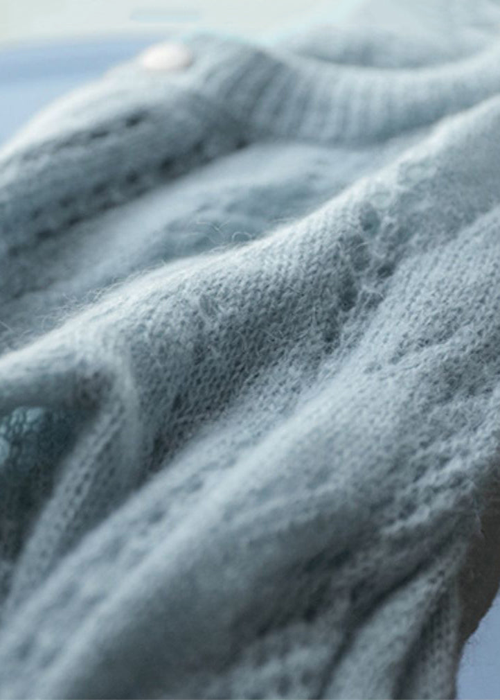Sky Blue Oversized Chunky Knit Cardigan Spring Oo014