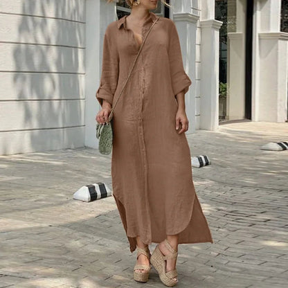 Tunicas Lapel Button Up Maxi Dress