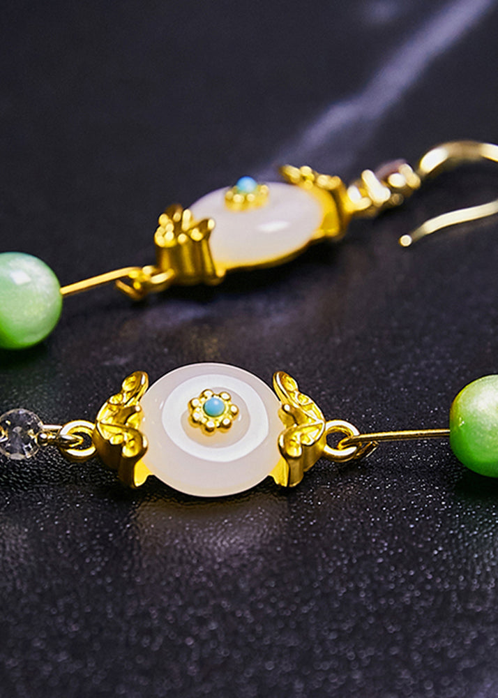 White Jade Fine Zircon Drop Earrings