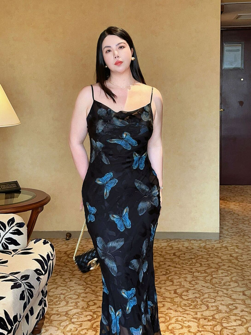 Butterfly Slip Dress No Cardigan