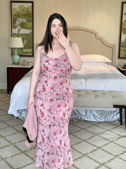 Rose Slip Dress Plus-size No Cardigan