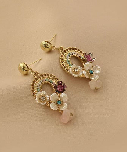 Vogue Gold Alloy Acrylic Hollow Out Tassel Drop Earrings