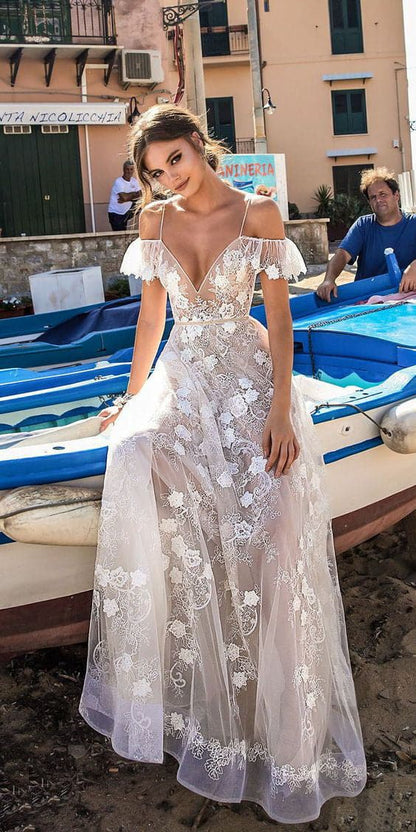 Wedding Party Dresses for V-neck Sling Hollow Long Dress