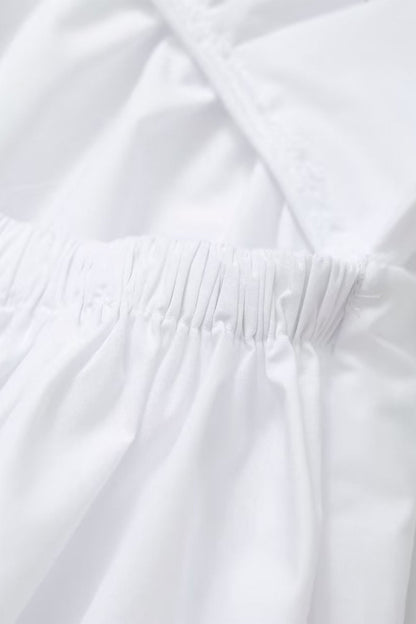 White V Neck Backless Cami Midi Dress