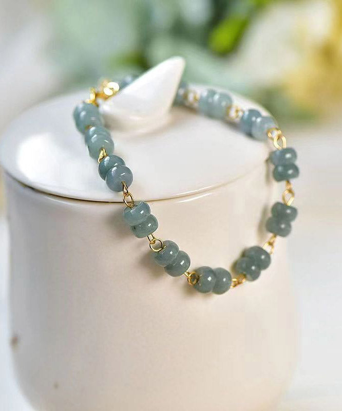 Blue 14k Gold Jade Charm Bracelet