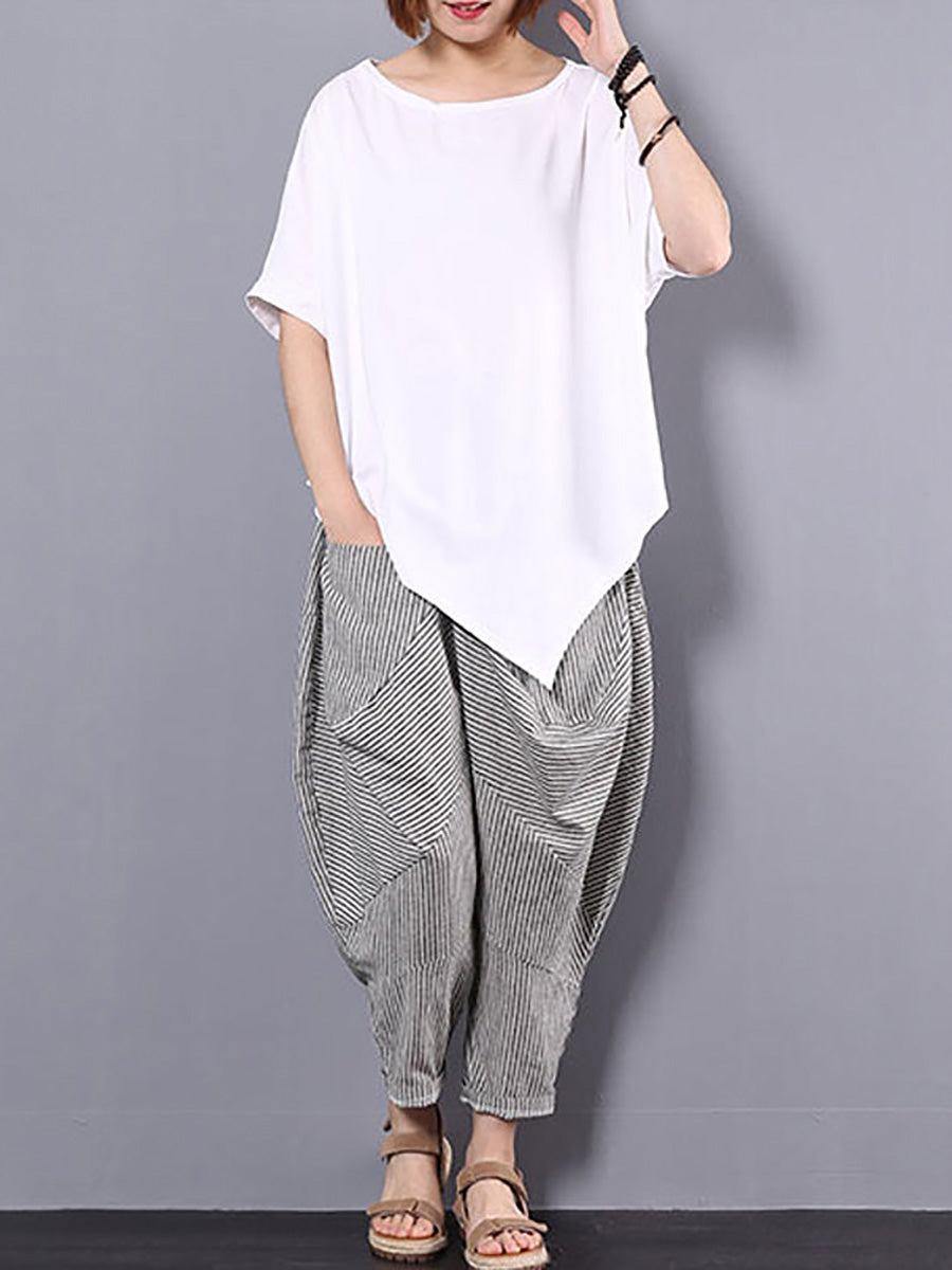 Irregular Loose 100% Cotton T-shirt As1061
