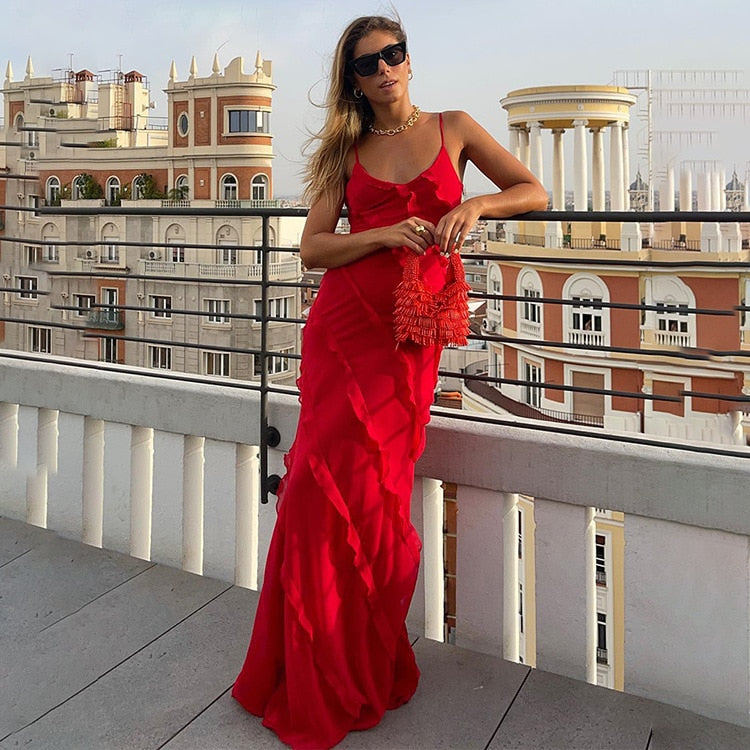 Deep V Neck Maxi Dress