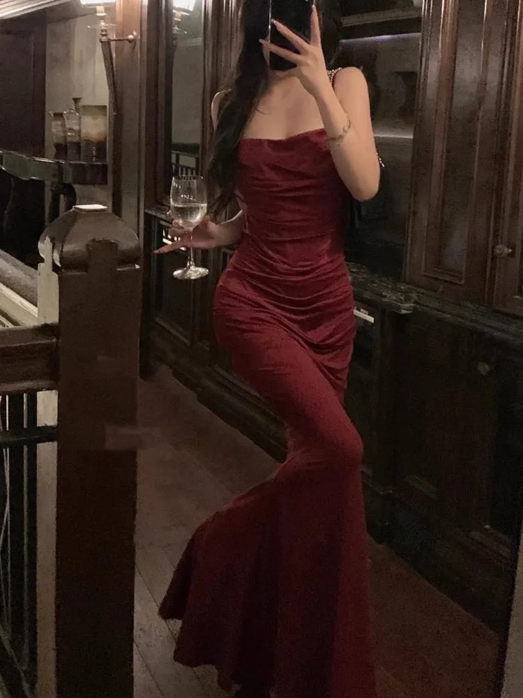 Mermaid Summer Strap Evening Maxi Dress