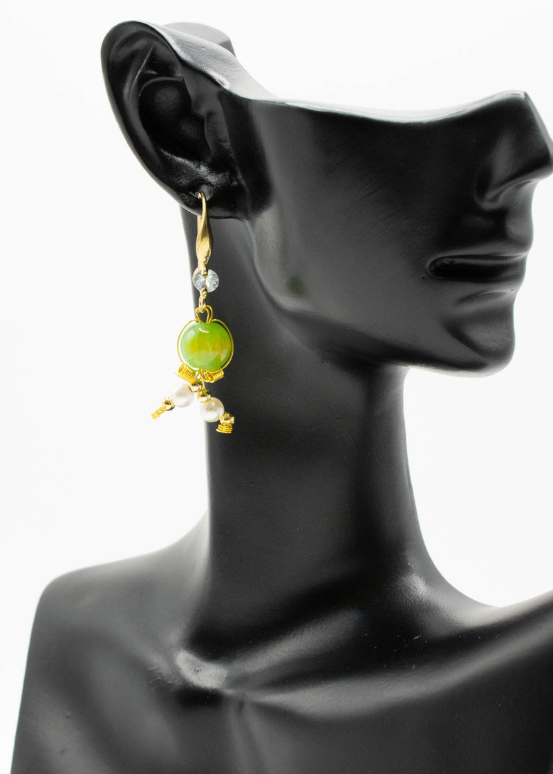 Grass Green Fine Crystal Original Design Drop Earrings