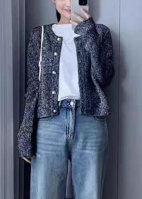 Grey O Neck Button Cozy Wool Knit Cardigans Fall Qx023