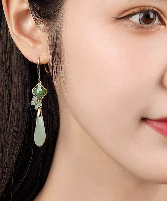 Light Green Sterling Silver Coloured Glaze Acrylic Drop Earrings