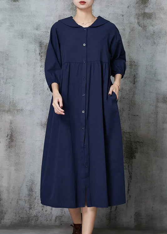 Navy Oversized Cotton Maxi Dresses Summer Jk1007