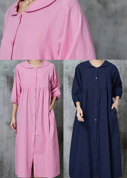 Navy Oversized Cotton Maxi Dresses Summer Jk1007