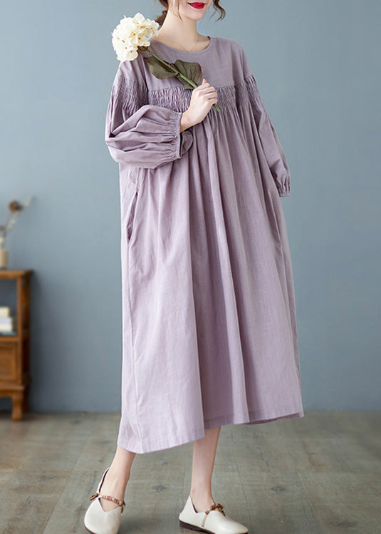 Purple O-neck Patchwork Wrinkled Maxi Dresses Spring Ac2018
