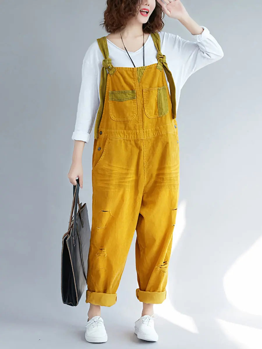 Colorblock Denim Jumpsuits
