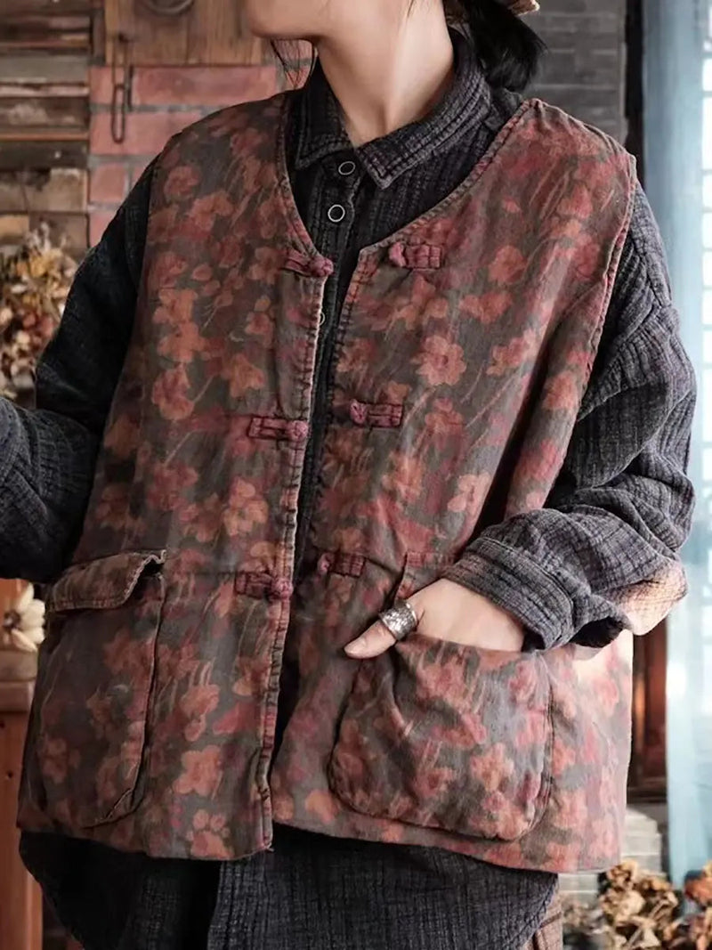 Pocket Linen Button Vest Coat