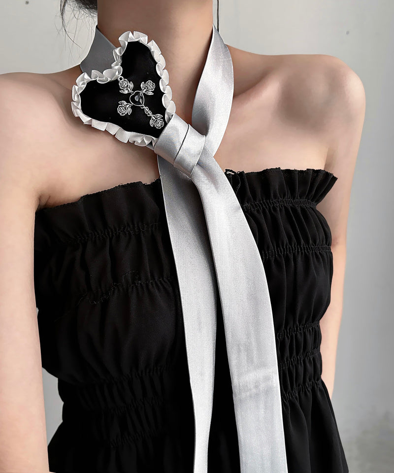 Silk Fabr Alloy Love Pendant Necklace Yd009