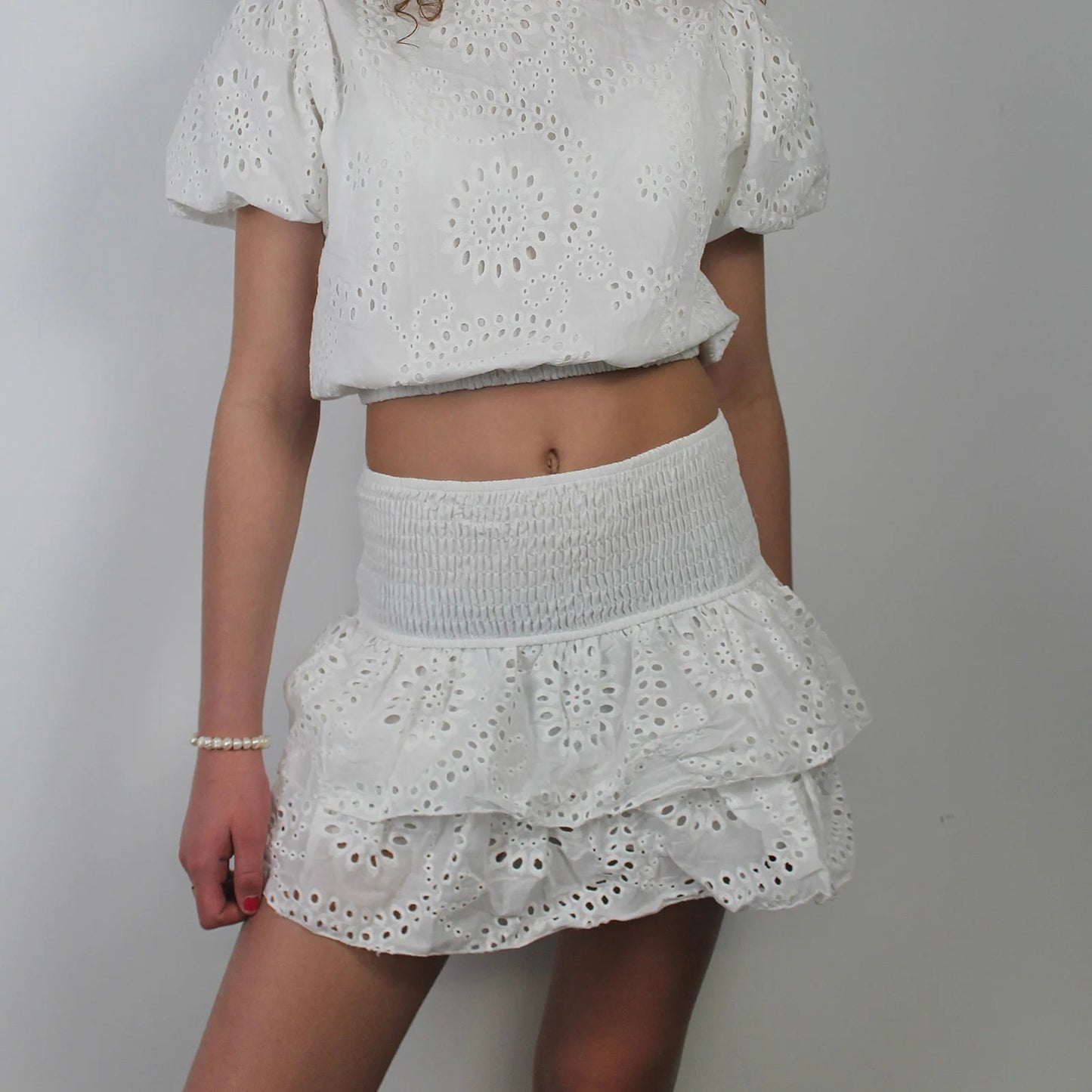 Pointelle Layered Ruffle Skirt