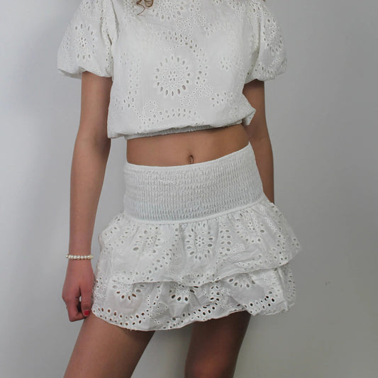 Pointelle Layered Ruffle Skirt
