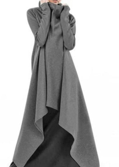 Turtleneck Sweatshirt High Low Long Dress Red Lc0029