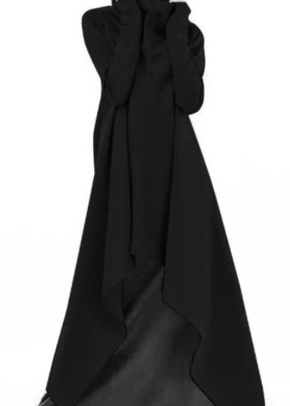 Turtleneck Sweatshirt High Low Long Dress Red Lc0029