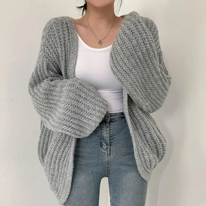 V-neck Oversized Long Sleeve Lazy Holiday Y2k Cardigan