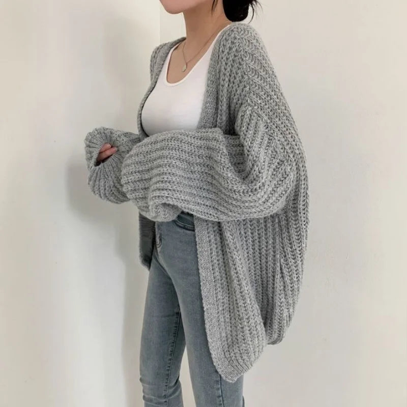 V-neck Oversized Long Sleeve Lazy Holiday Y2k Cardigan
