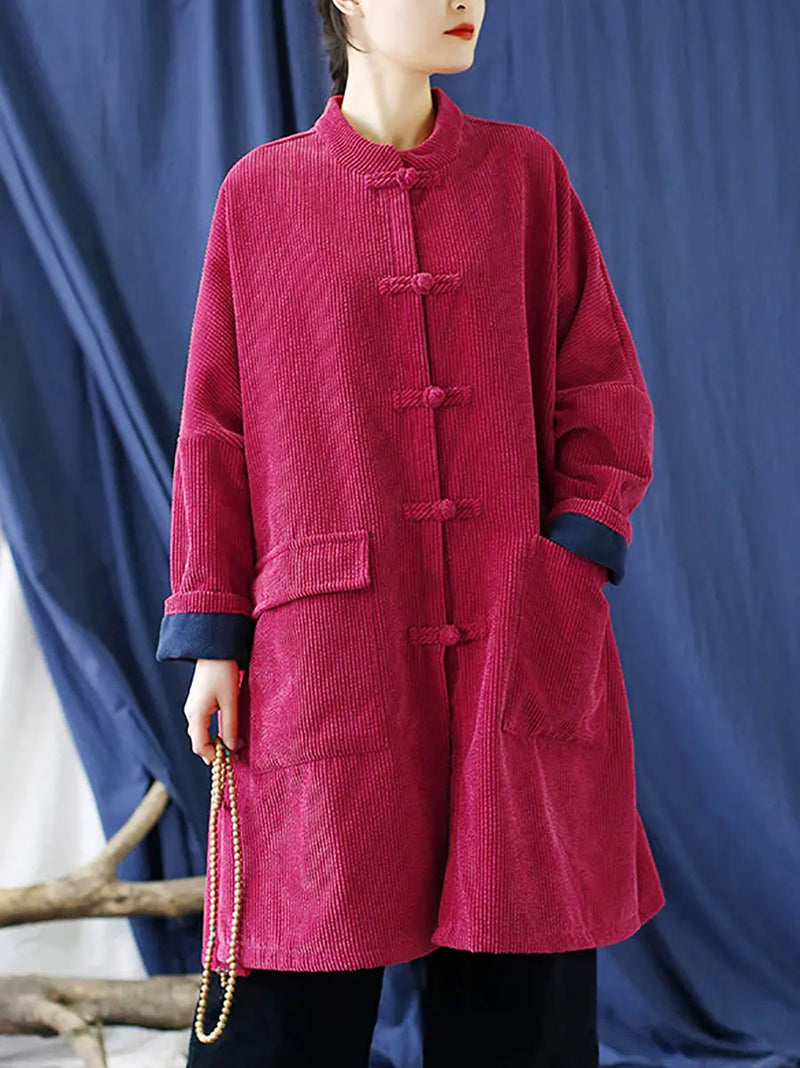 Corduroy Long Winter Coat