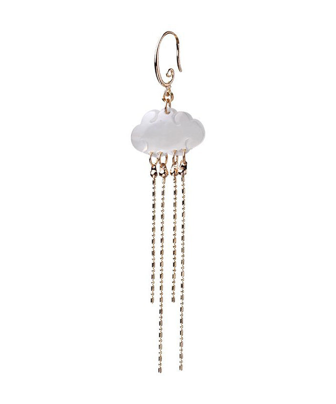 White Silver Plated Gem Stone Drop Earrings