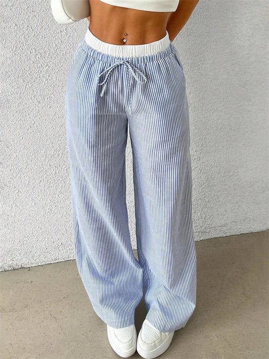 Leopard Drawstring Elastic Waist Loose Winter Pant