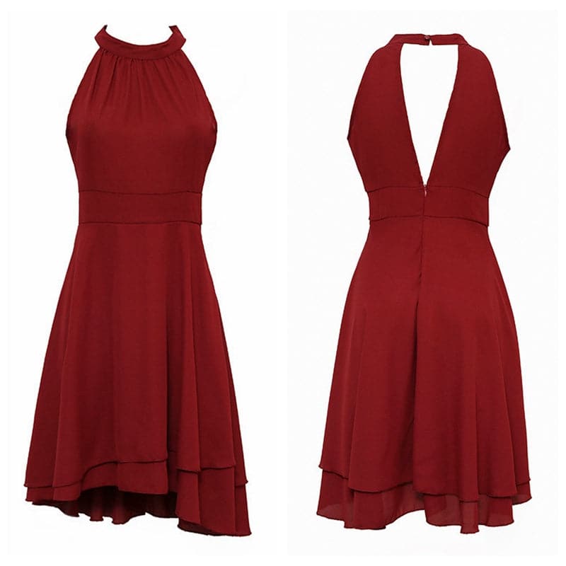 Dress Halter Sleeveless Cropped Layered Midi Dress