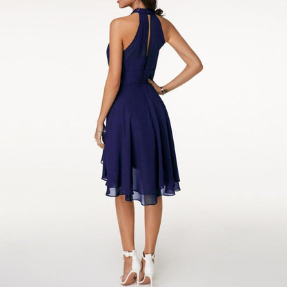 Dress Halter Sleeveless Cropped Layered Midi Dress
