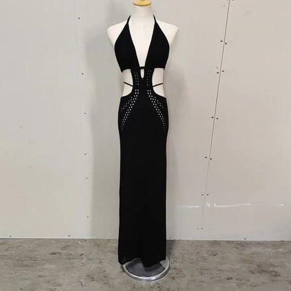Hip Wrap Pure Hollow Slim Midi Dresses