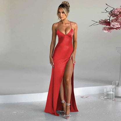 Autumn/winter Puss V-neck Halter Evening Bodycon Midi Dresses