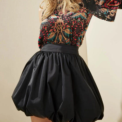 Zip Up Puffball Bubble Skirt
