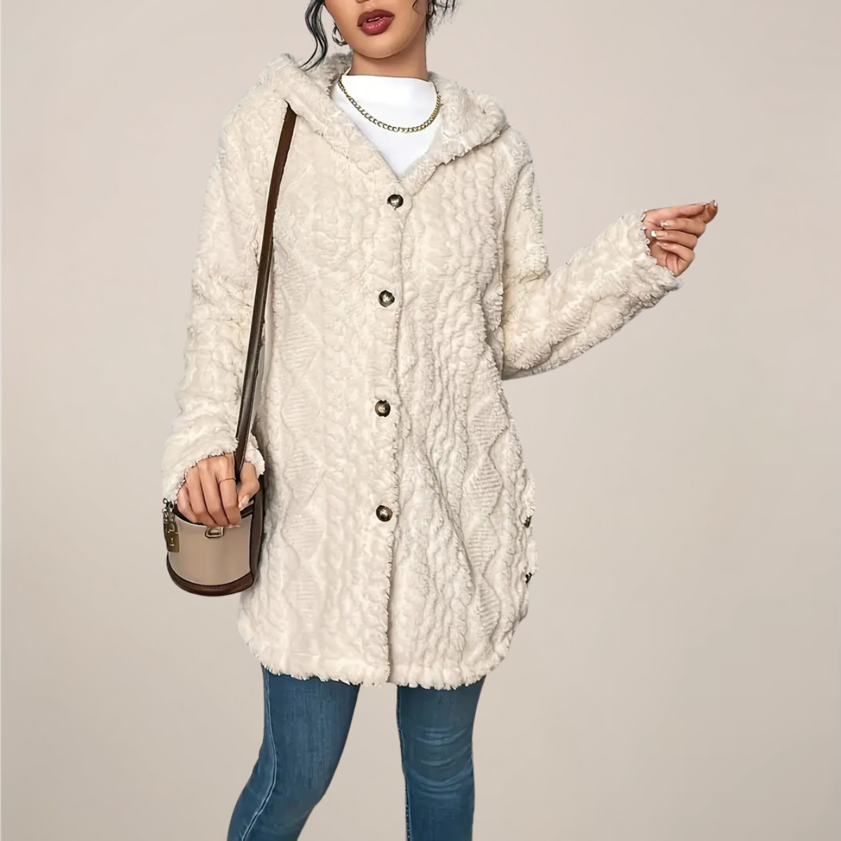 Elizabeth | ’s Spring Longline Hooded Textured Knit Cardigan