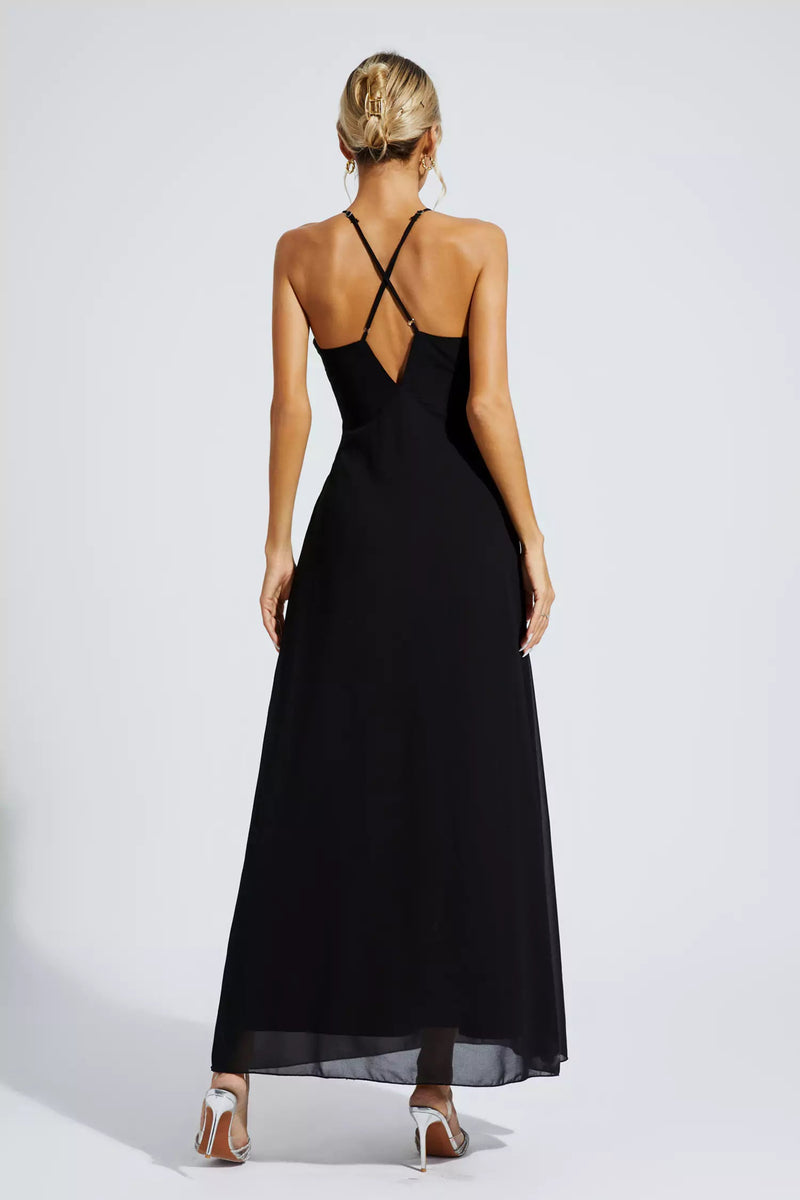 Wrenley Black Embellished Maxi Dress