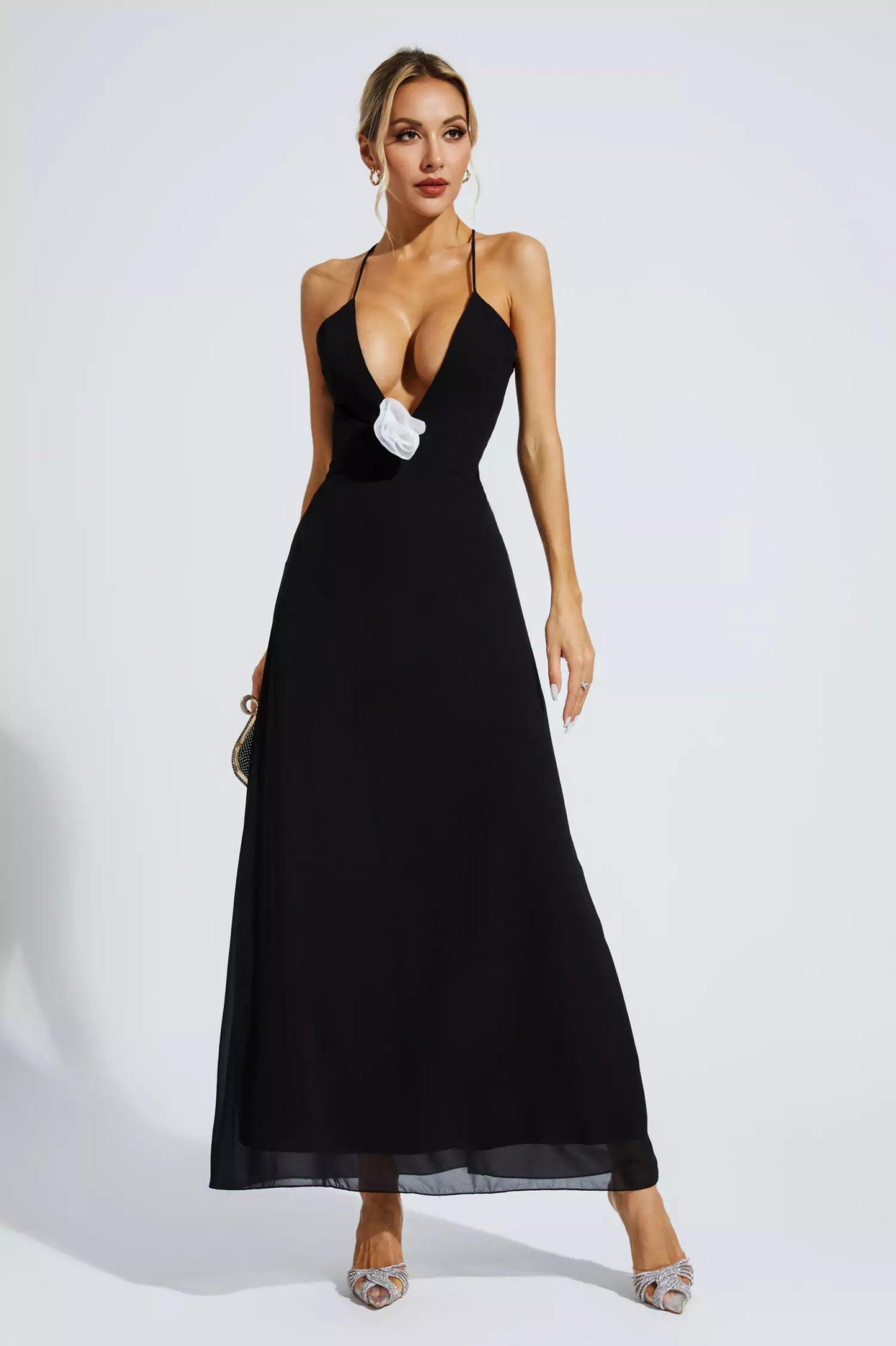 Wrenley Black Embellished Maxi Dress