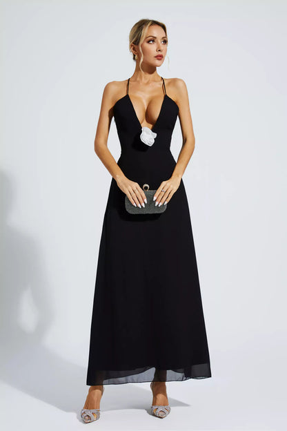 Wrenley Black Embellished Maxi Dress
