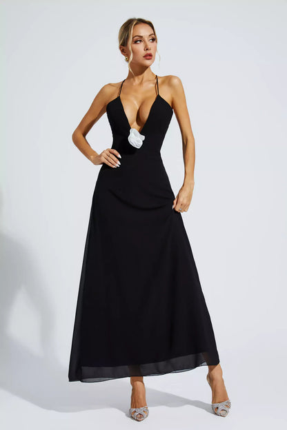 Wrenley Black Embellished Maxi Dress