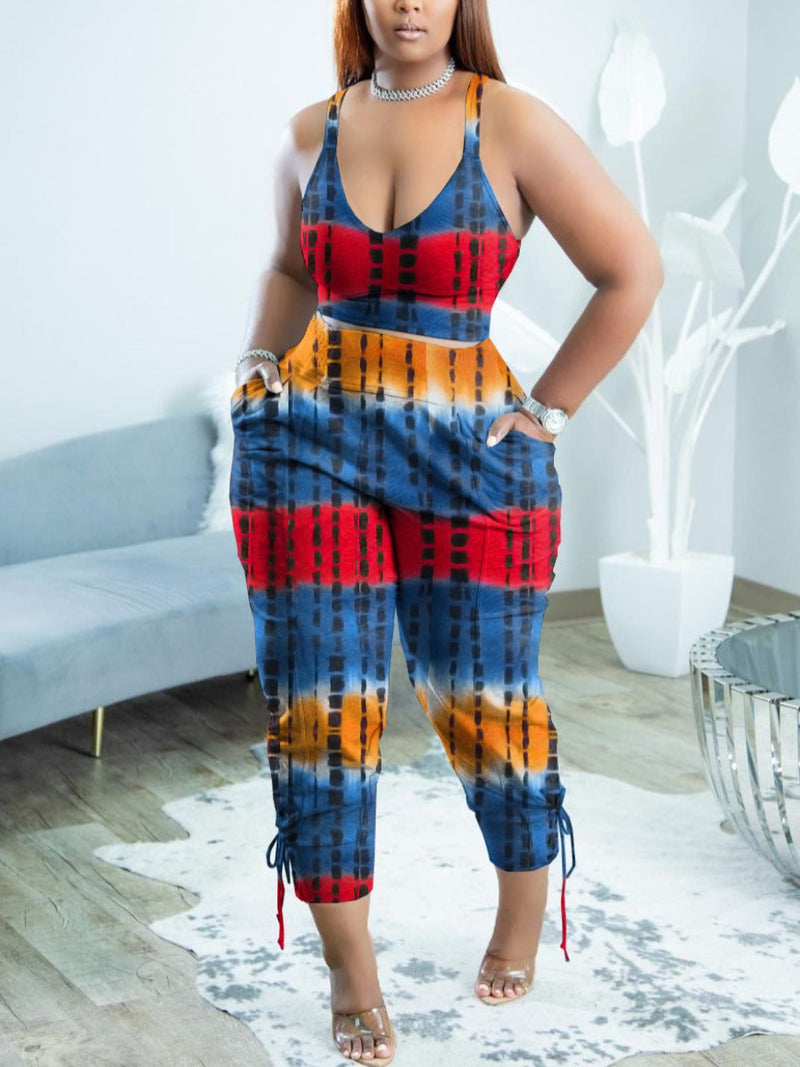 Cami Tie Dye Side Tie Pants Set Ar5059
