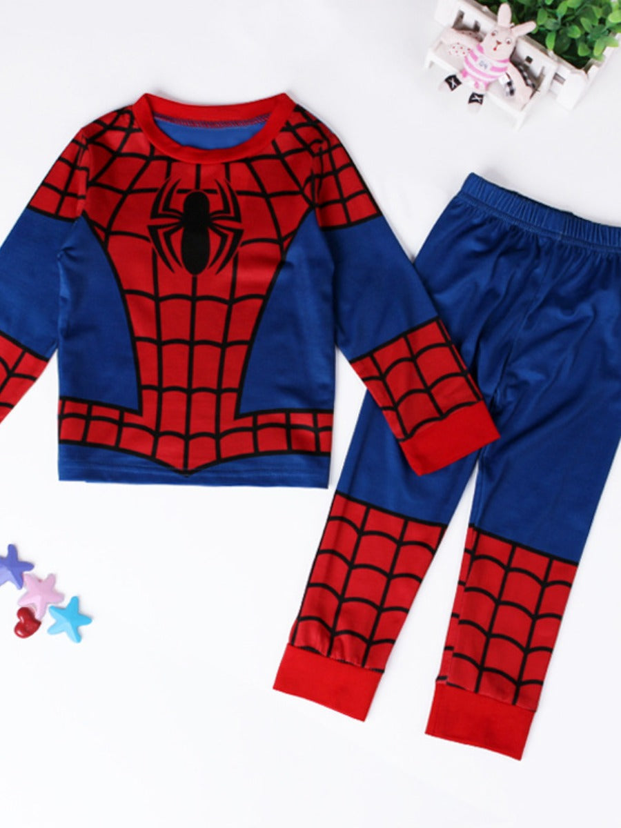 Cotton Boy Spider Web Print Patchwork Pants Set Ar5052