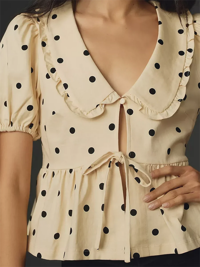 Y2k Peplum Ruffle Plaid Blouse