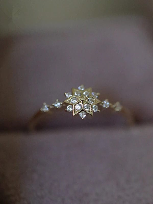 14k Gold Sterling Silver Snowflake Ring