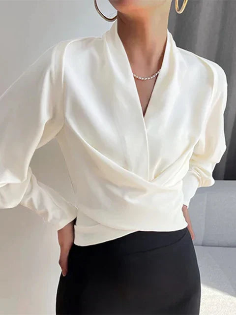 Mirelythea – V-neck ’s Blouses With Puff Sleeves