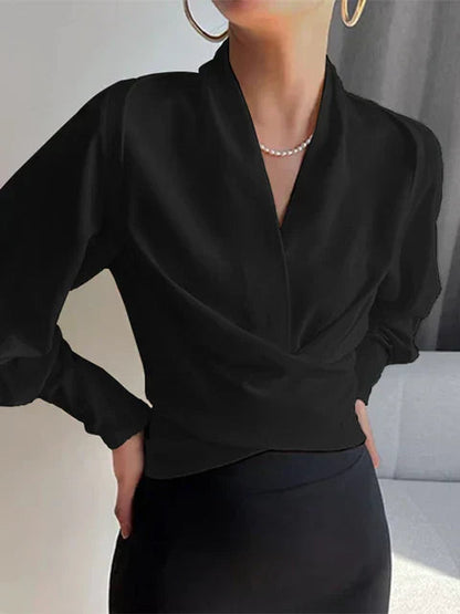 Mirelythea – V-neck ’s Blouses With Puff Sleeves