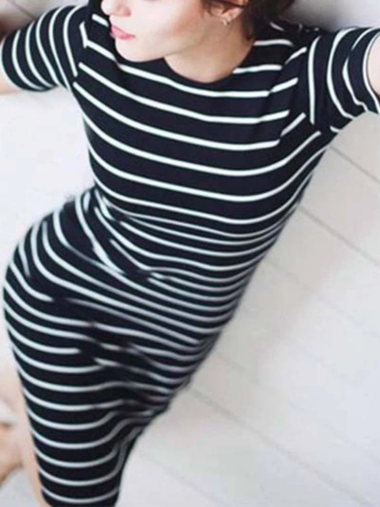 Summer Stripe Long Maxi Loose Midi Dresses
