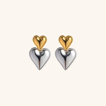 Zara Hearts - Two-tone Earrings